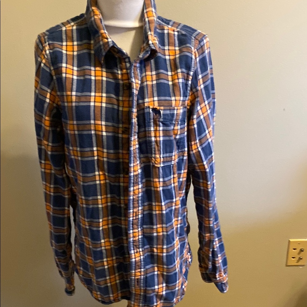 Abercrombie & Fitch Blue and Orange Casual Button Down Shirt